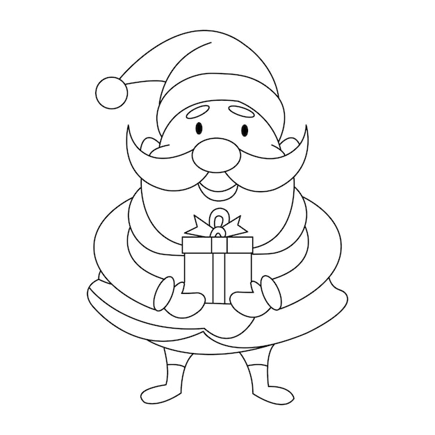 Feliz personaje de Santa Claus con un regalo aislado en un fondo blanco. vectores de Navidad.