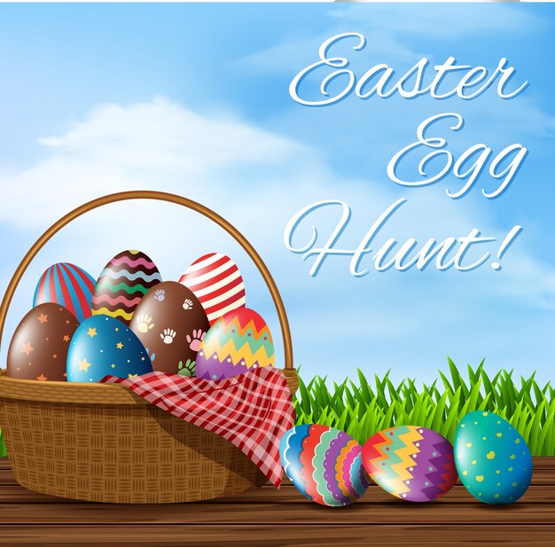 Feliz plantilla de cartel de Pascua con huevos decorados
