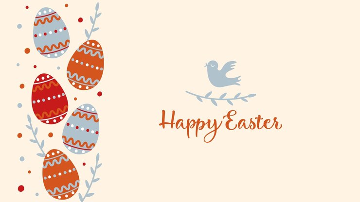 Feliz plantilla de fondo de Pascua con hermosas ramitas y huevos de Pascua