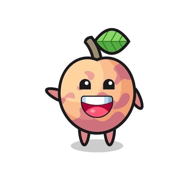 Feliz pluot fruta linda mascota personaje lindo diseño