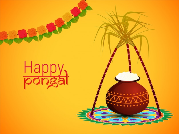 Feliz Pongal desea o saludo diseño de fondo.