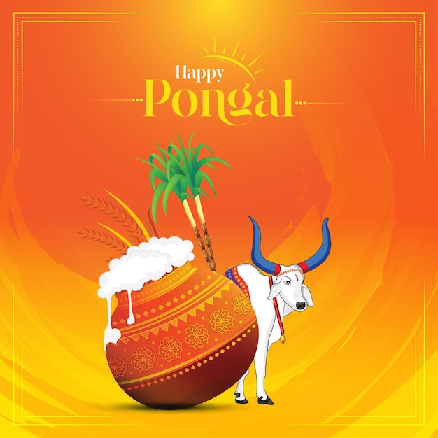 Feliz Pongal plantilla de diseño de fondo del festival indio