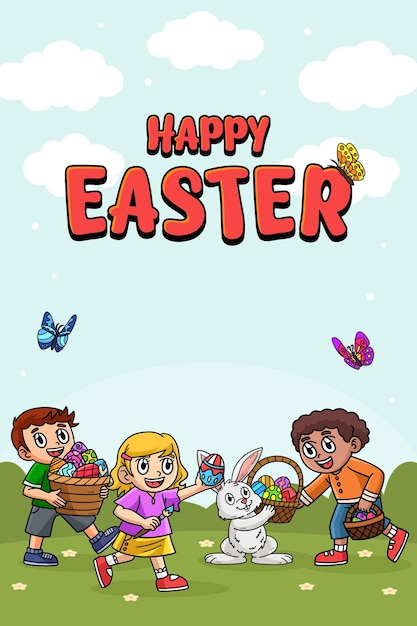 Feliz poster de caza de huevos de Pascua Bandera vertical