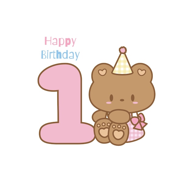 Feliz primer cumpleaños con el oso pequeño