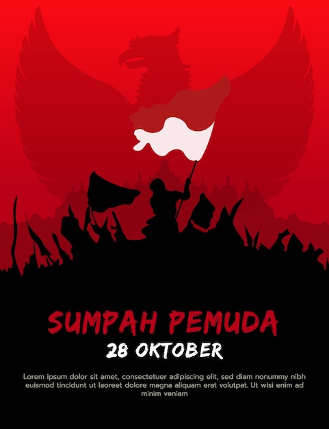 feliz promesa de la juventud indonesia. adecuado para tarjetas de felicitación, afiches y pancartas. hari sumpah pemuda