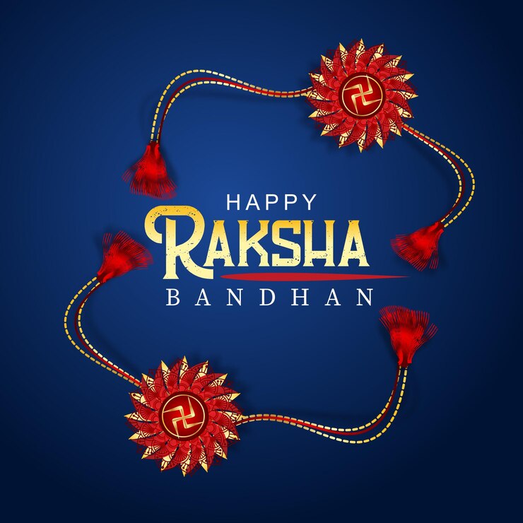 feliz raksha bandhan festival hindú indio con fondo azul oscuro