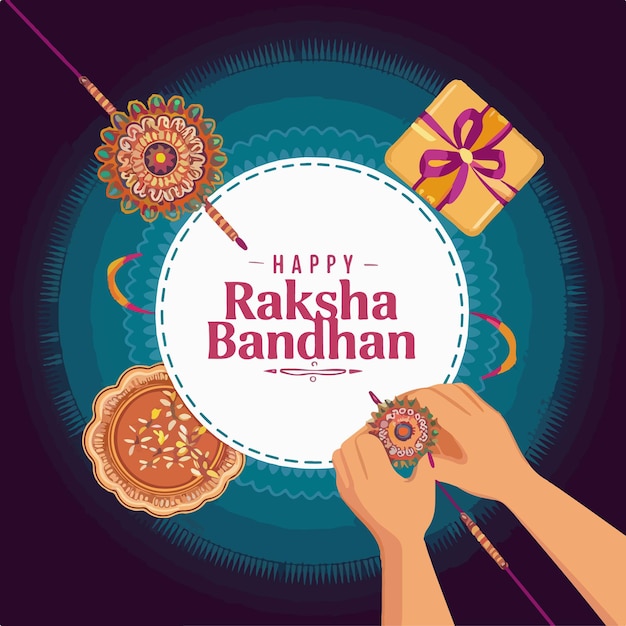 Vector feliz raksha bandhan con fondo de ilustración vectorial con un hermoso rakhi