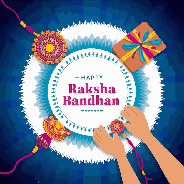 Vector feliz raksha bandhan con fondo de ilustración vectorial con un hermoso rakhi