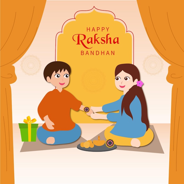 Feliz raksha bandhan hermano y hermana rakhi diseño de publicación