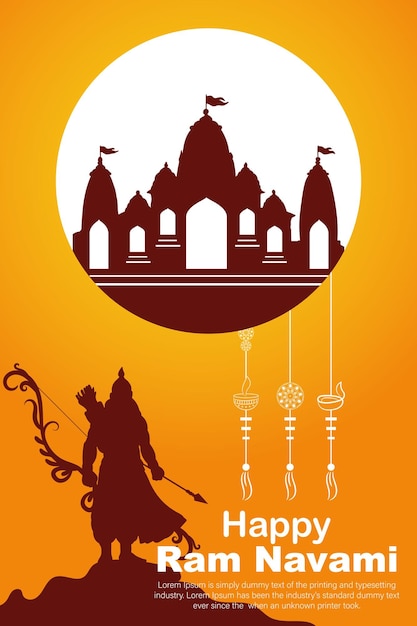 Vector feliz ram navami cultural banner festival hindú poste vertical deseos tarjeta de celebración de ram navami cel