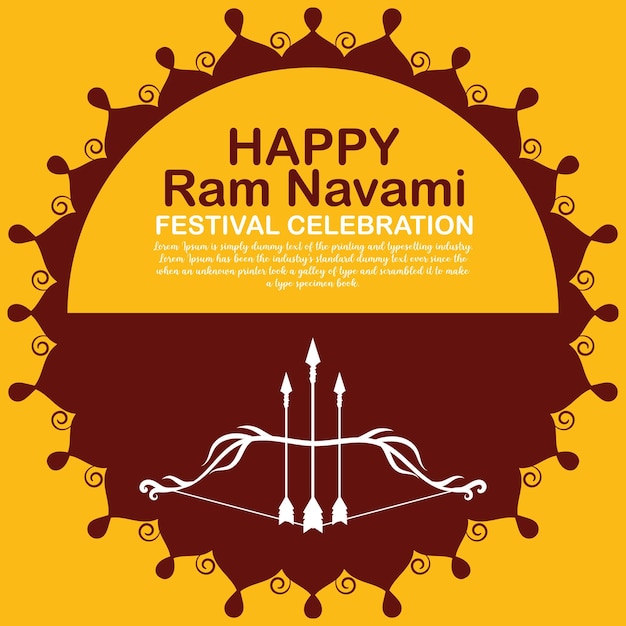 Vector feliz ram navami cultural banner festival hindú poste vertical deseos tarjeta de celebración de ram navami