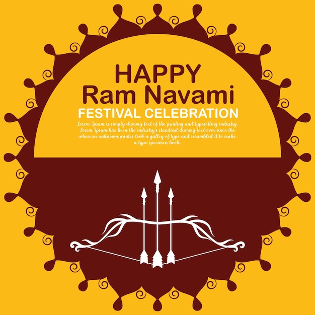 Feliz Ram Navami cultural Banner festival hindú poste vertical deseos tarjeta de celebración de Ram Navami