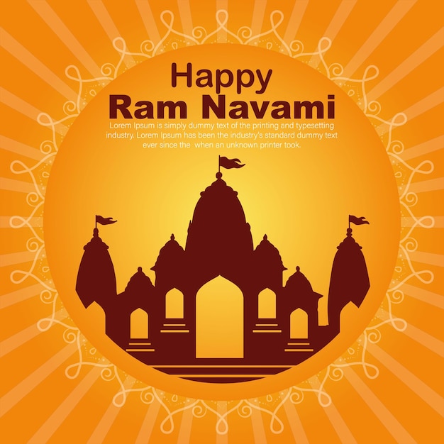 Vector feliz ram navami cultural banner festival hindú poste vertical deseos tarjeta de celebración de ram navami