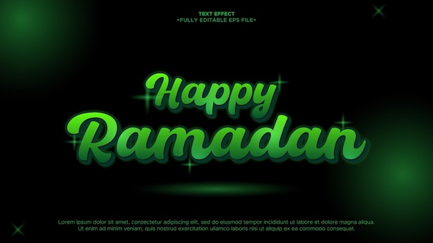 Feliz Ramadán 3d Efecto de texto editable