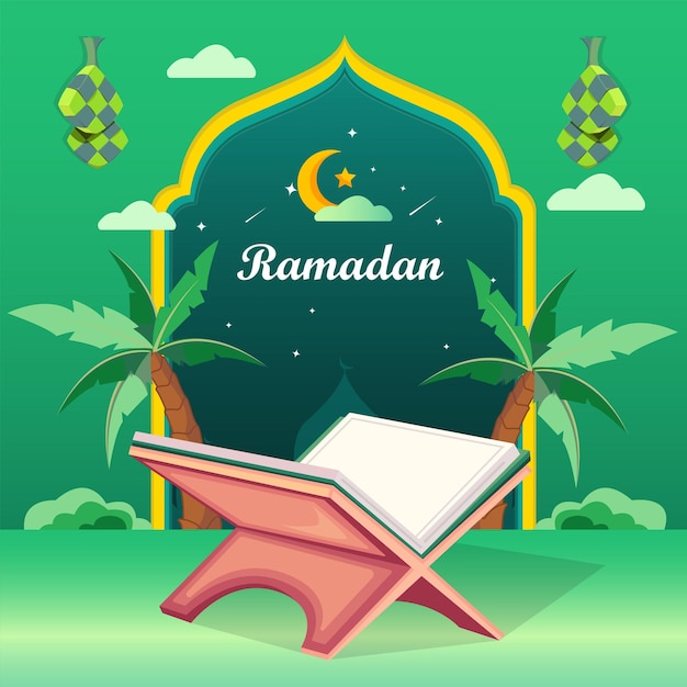 Feliz ramadán concepto ilustración vector