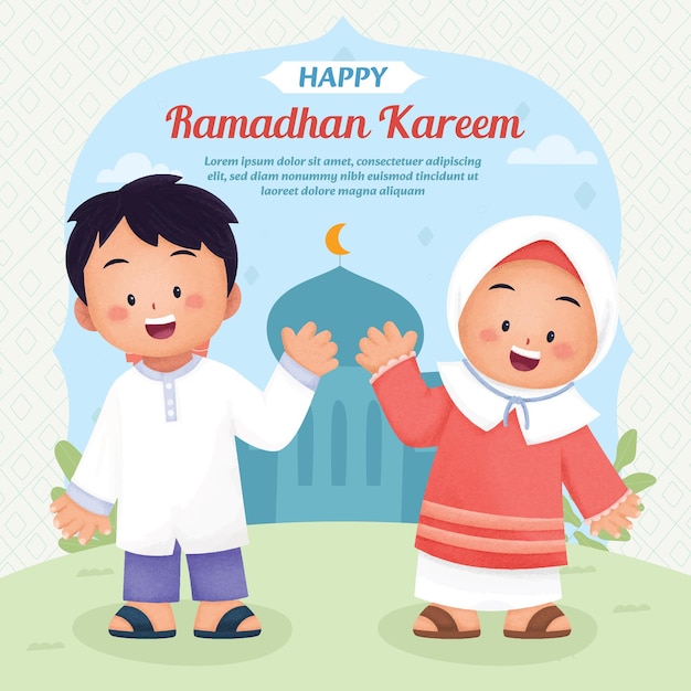 Feliz ramadán kareem para los niños musulmanes