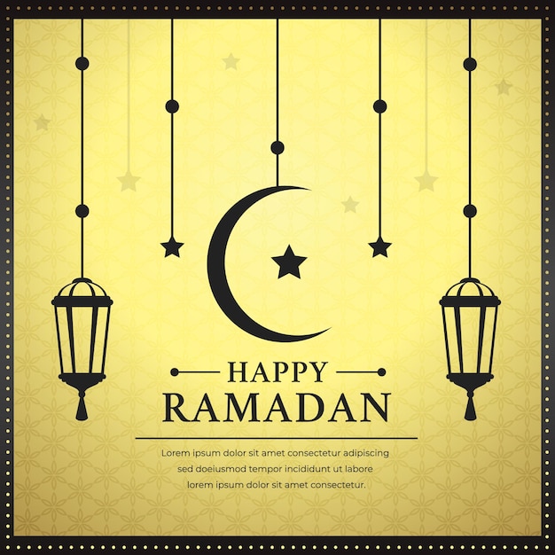 Feliz Ramadán saludos con texto ilustración de fondo vector