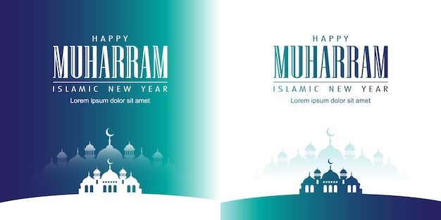 Feliz saludo de Año Nuevo Islámico de Muharram con 2 alternativas de color