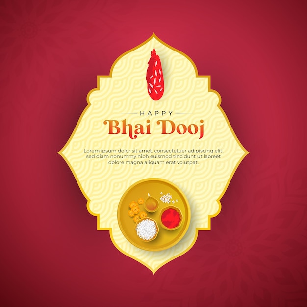 Feliz saludo del festival indio Bhai Dooj con adornos decorativos