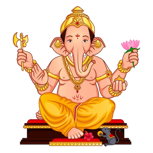 Vector feliz saludo del festival indio ganesh chaturthi