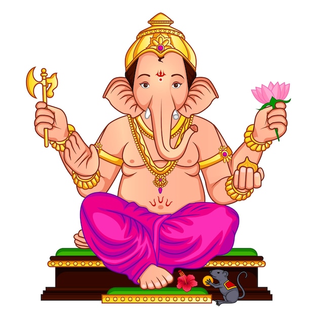 Vector feliz saludo del festival indio ganesh chaturthi