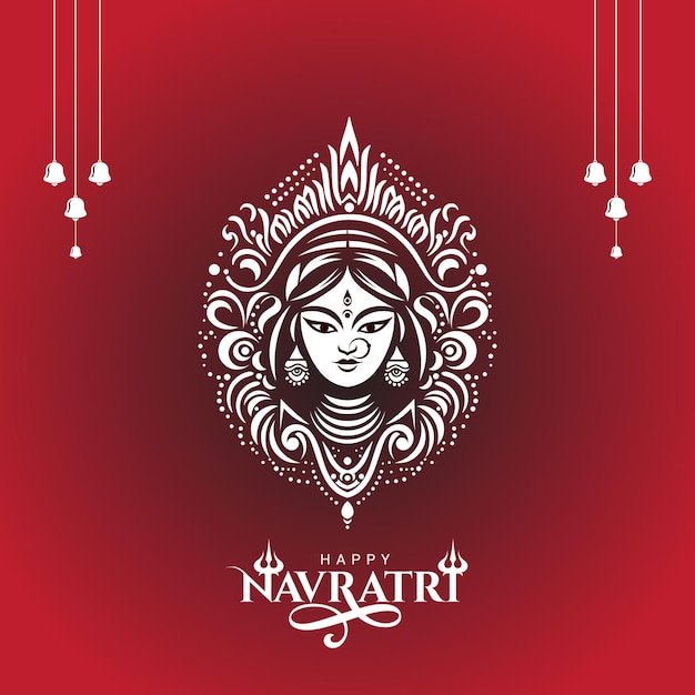 Feliz saludo del festival navratri con el logo de la cara de maa durga