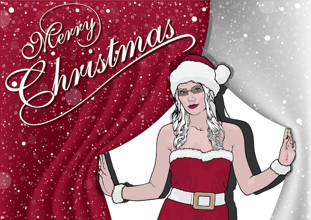 Feliz saludo de Navidad con Santa Claus femenina