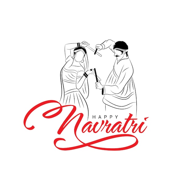 Feliz saludo Navratri con el logo de baile de Dandiya