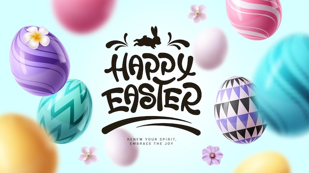 Feliz saludo de Pascua texto diseño de clipart Feliz texto de tipografía de Pascua con impreso colorido