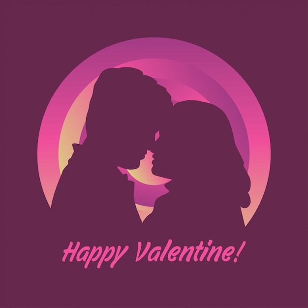 Vector feliz san valentín besando pareja diseño plano