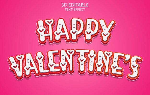 Feliz San Valentín Efecto de texto 3d editable, estilo de texto 3d, estilo de fuente 3d, efecto de fuente editable