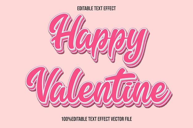 Feliz San Valentín Efecto de texto editable Estilo de gradiente en relieve 3D