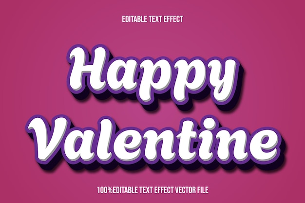 Feliz San Valentín Efecto de texto editable Estilo de gradiente en relieve 3D