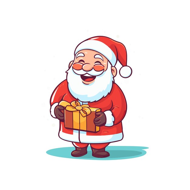 Vector feliz santa claus con caja de regalos