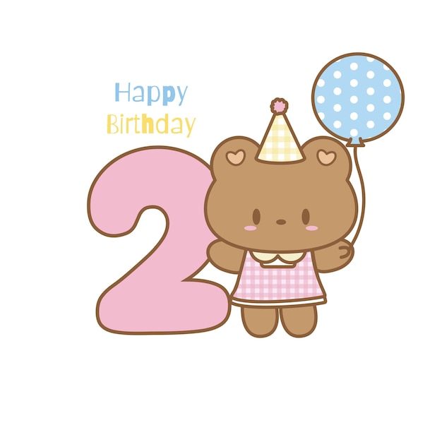 Feliz segundo cumpleaños con el oso pequeño.