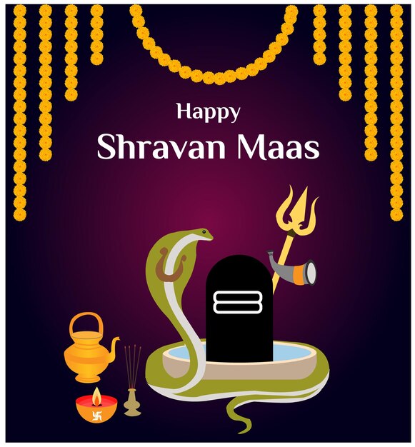 feliz, shravan, maas, indio, hindú, fiesta, vector, ilustración