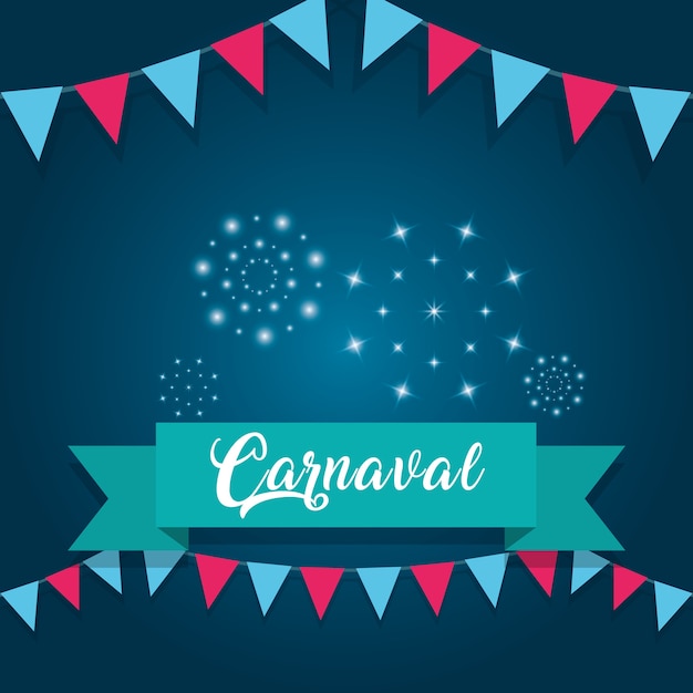 Vector feliz tarjeta de carnaval con elementos decorativos