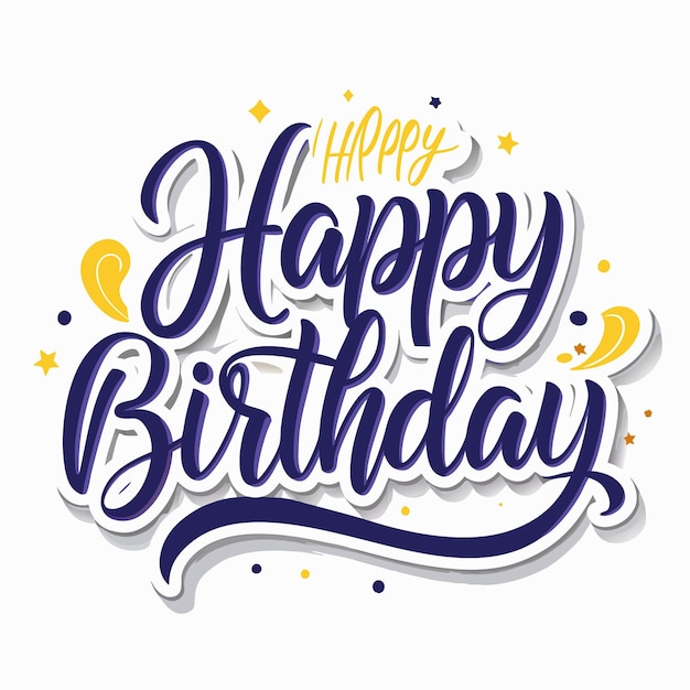 Feliz tarjeta de cumpleaños con estrellas y remolinos
