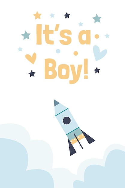 Feliz tarjeta de cumpleaños para un niño pequeño con estrellas en el cielo nubes y cáncer