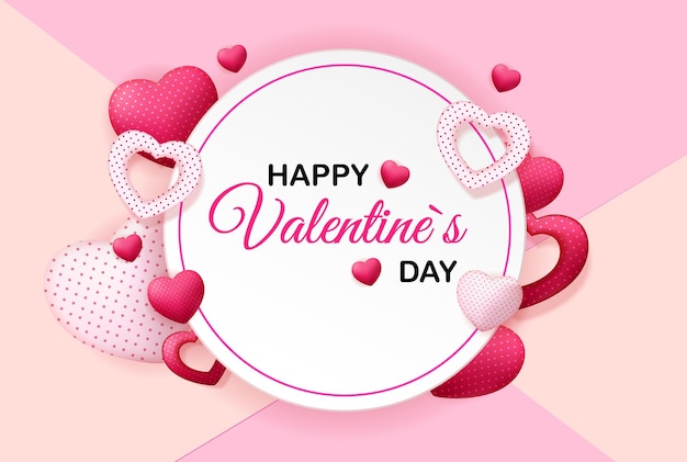 Feliz tarjeta de día de San Valentín con diseño de ilustración vectorial de corazón