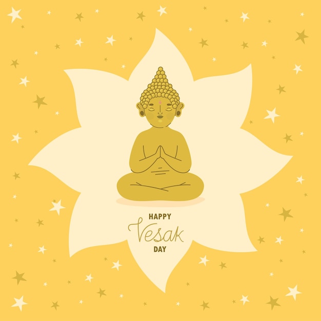 Feliz tarjeta del día de vesak con un buda