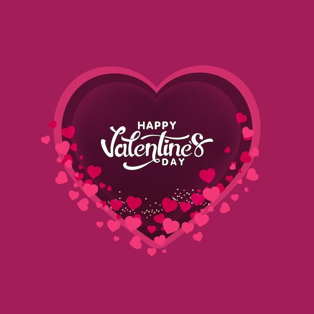 Feliz tarjeta de felicitación para la celebración del Día de San Valentín decorada con pequeños corazones de color rosa