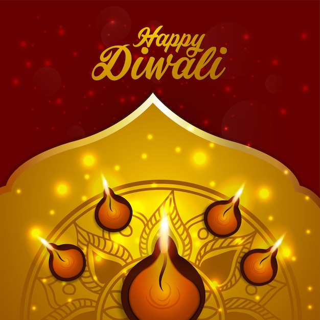 Feliz tarjeta de felicitación de celebración de diwali el festival de la luz