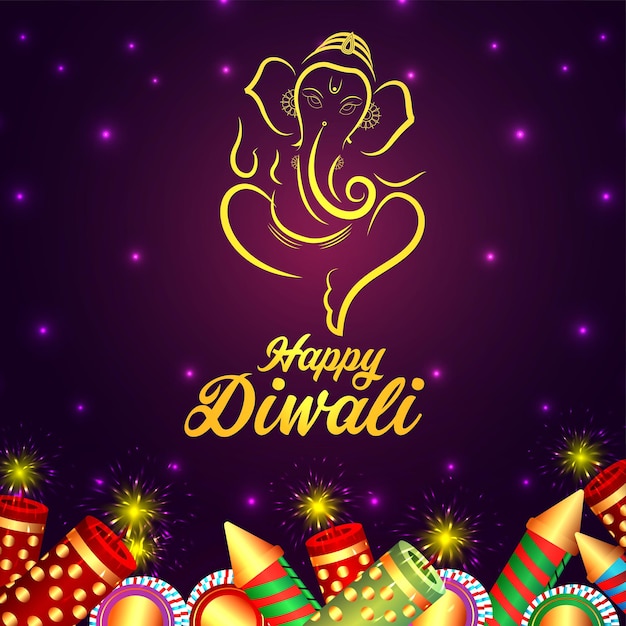 Feliz tarjeta de felicitación de celebración de diwali con ilustración vectorial