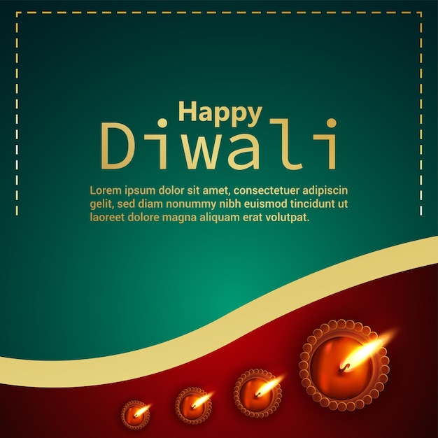 Feliz tarjeta de felicitación de celebración de diwali con ilustración vectorial