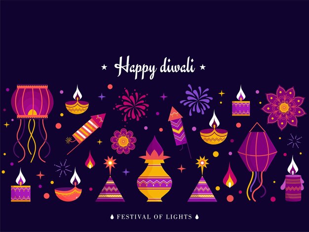 Feliz tarjeta de felicitación de celebración de diwali