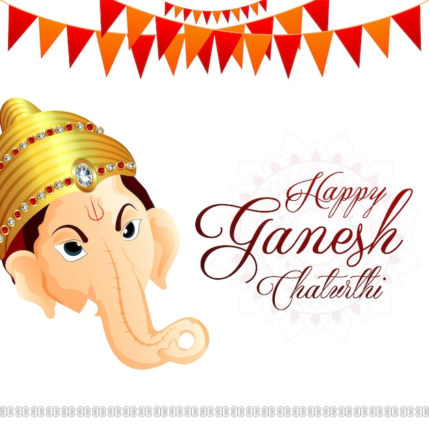 Feliz tarjeta de felicitación de celebración de ganesh chaturthi con ilustración vectorial