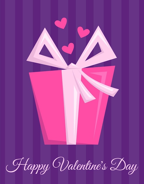 Vector feliz tarjeta de felicitación del día de san valentín. caja de regalo