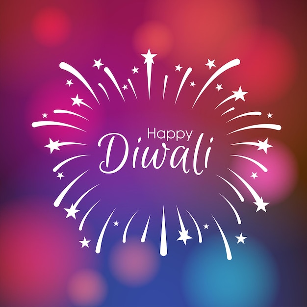 Feliz tarjeta de felicitación de Diwali con intrincada caligrafía y lámpara de Diwali