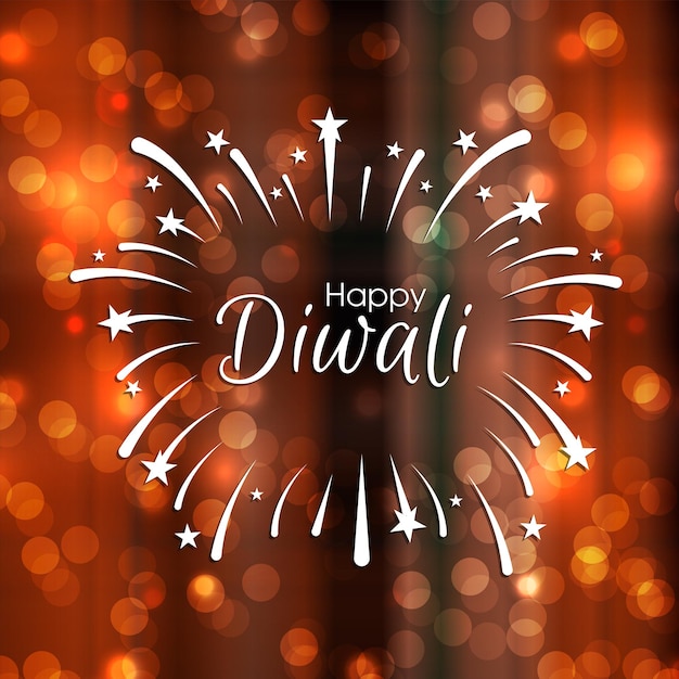 Feliz tarjeta de felicitación de diwali con intrincada caligrafía y lámpara de diwali